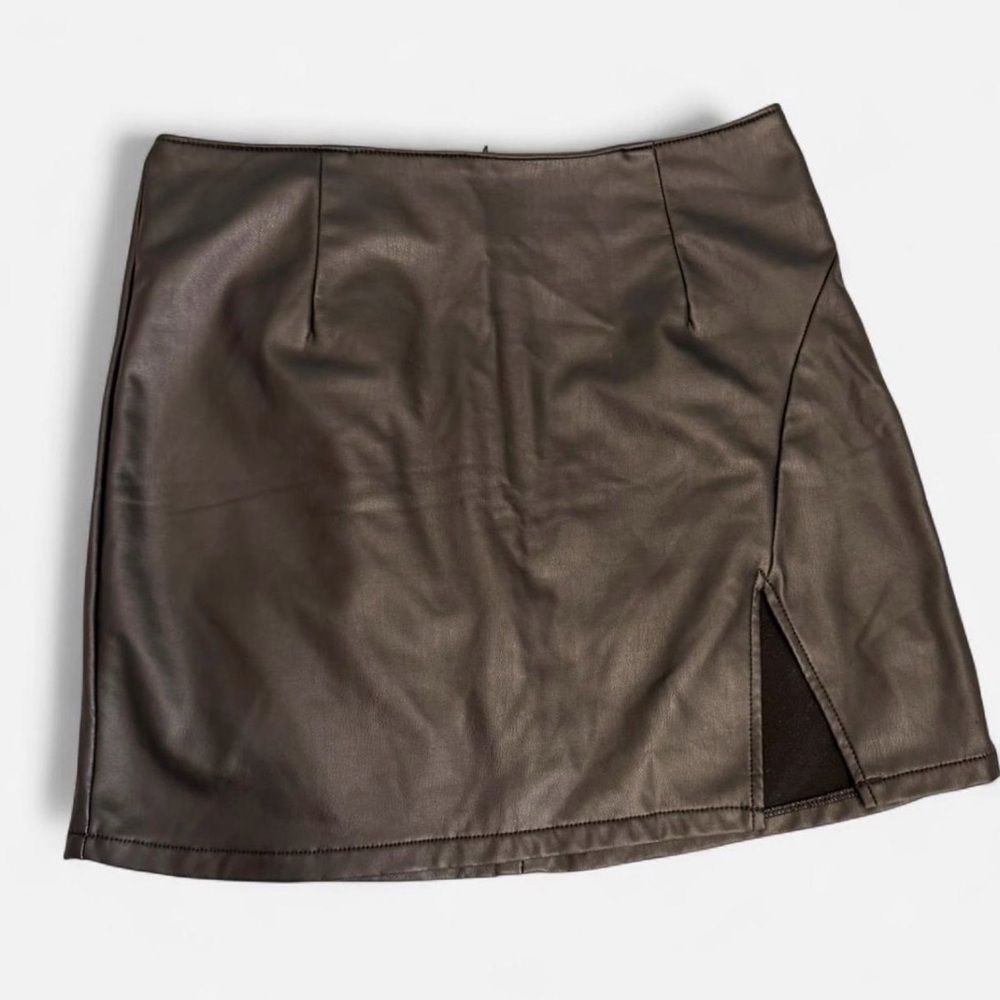 REWASH Black Faux Leather Skirt - #bemore Label